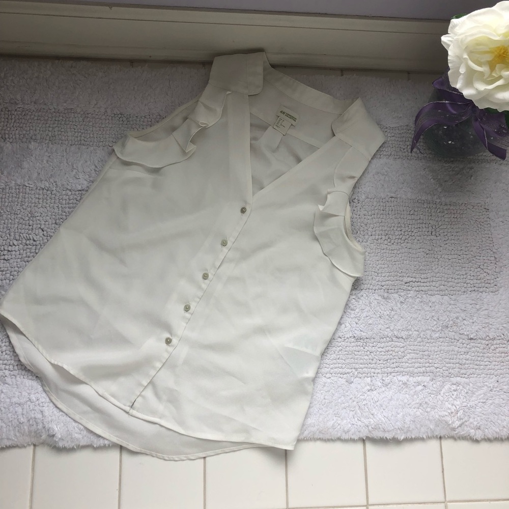 H&M conscious collection white button-down blouse